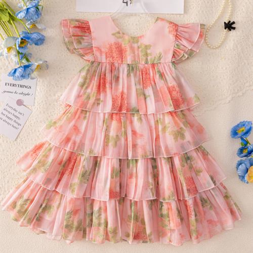 Chiffon Soft Girl One-piece Dress & breathable pink PC