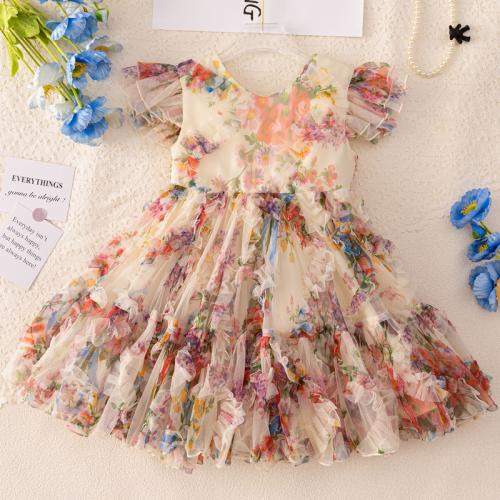 Polyester Soft Girl One-piece Dress Cute & breathable printed PC