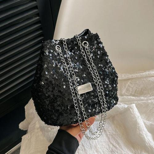 Sequin Bucket Bag Shoulder Bag with chain & durable Solid PC