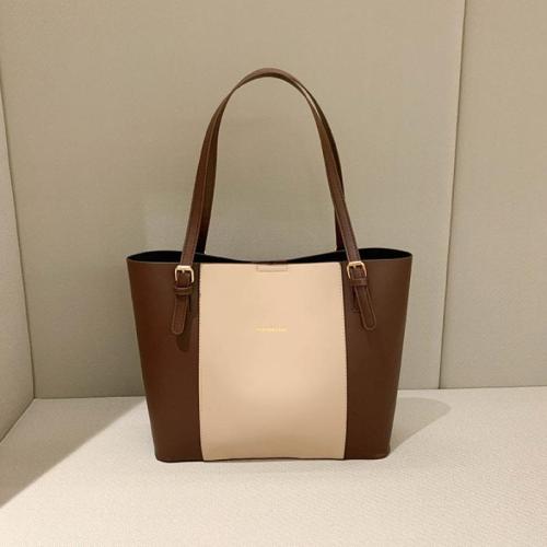 PU Leather Tote Bag Shoulder Bag durable & large capacity Solid PC
