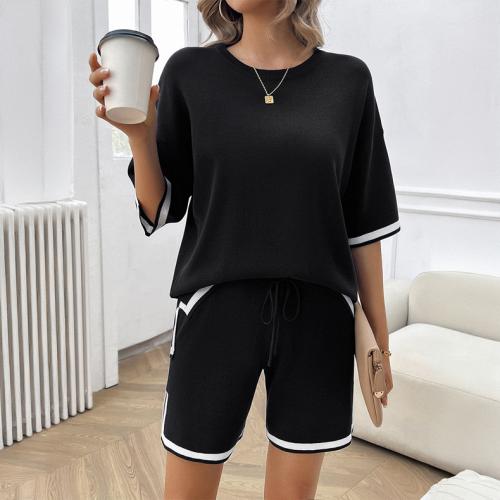 Polyester Soft Women Casual Set & two piece & loose Solid Set
