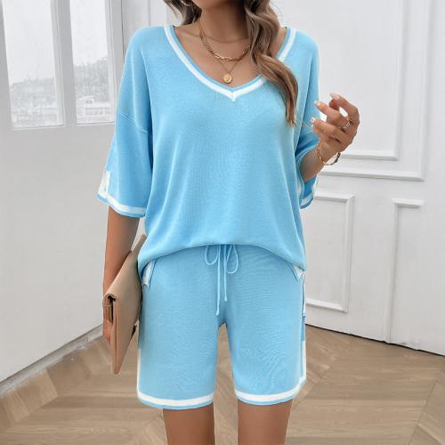 Polyester Soft Women Casual Set & two piece & breathable Solid PC