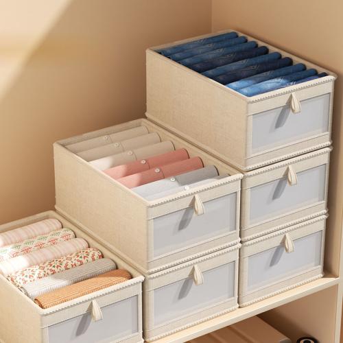 Cloth & Adhesive Bonded Fabric & Cotton Linen Storage Box  Solid beige Lot