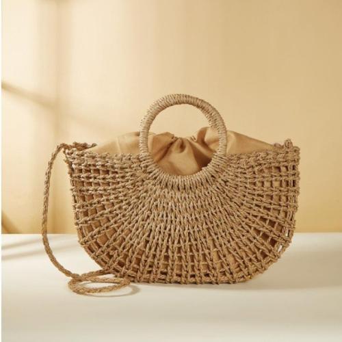 Paper Rope Easy Matching Woven Tote large capacity & attached with hanging strap PC
