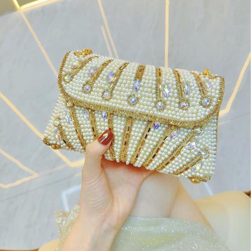 PU Leather & Plastic Pearl Easy Matching Clutch Bag with rhinestone PC