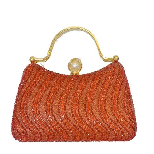 Polyester Easy Matching Clutch Bag with rhinestone red PC