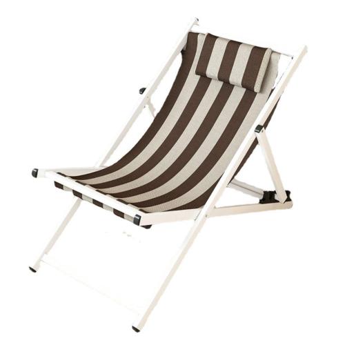 Metal & Canvas adjustable Foldable Sun Lounger printed striped PC