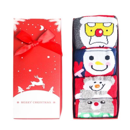 Polyester & Cotton Women Ankle Sock christmas design & antibacterial & deodorant & sweat absorption printed mixed colors Box