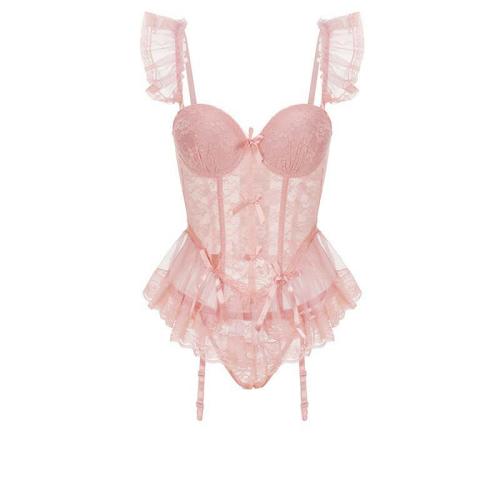 Gauze & Polyester Push Up Sexy Teddy see through look & padded : Set