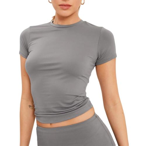 ポリエステル 女性半袖Tシャツ 単色 選択のためのより多くの色 一つ