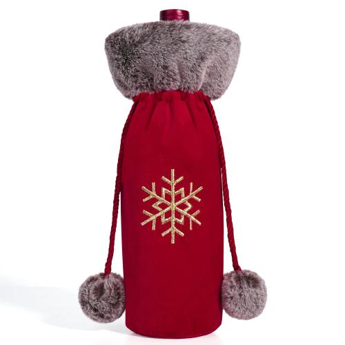 Polyester Christmas Wine Cover christmas design red PC