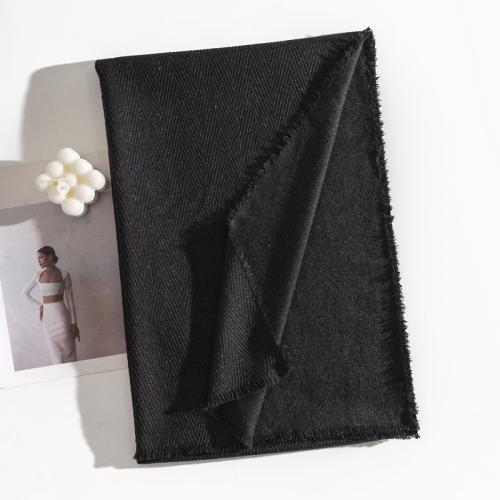 Polyester Women Scarf thermal Solid black PC