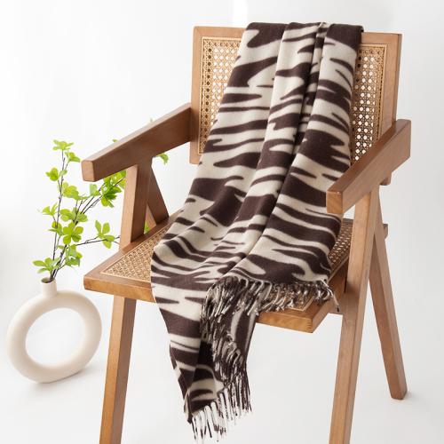 Polyester Women Scarf thermal printed dark coffee PC