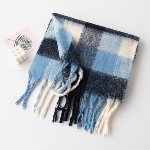 Polyester Women Scarf thermal Napping plaid PC