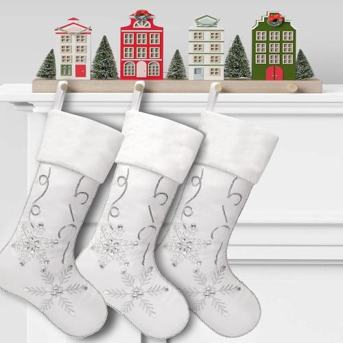 Polyester Christmas Stocking for home decoration & durable & christmas design iron-on white PC