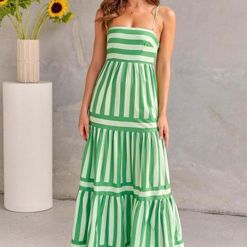 Polyester Waist-controlled Slip Dress slimming striped PC