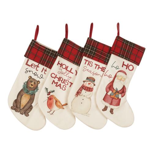 Tuch Weihnachtsdekoration Socken, Gedruckt, unterschiedliches Muster zur Auswahl, mehr Farben zur Auswahl,  Stück