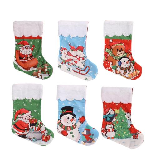 Geluinapte stof Kerstdecoratie sokken Afgedrukt ander keuzepatroon meer kleuren naar keuze stuk