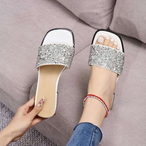 Rubber & PU Leather & Rhinestone Earth Shoes hardwearing Solid Pair