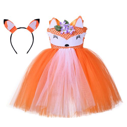 Nylon Girl Two-Piece Dress Set Halloween Design  orange Set