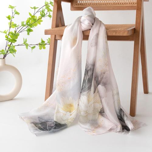 Natural Silk Multifunction Silk Scarf sun protection printed floral PC