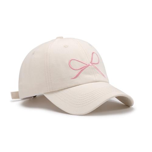 Cotton Baseball Cap sun protection & breathable embroidered bowknot pattern : PC