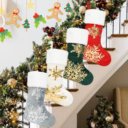 Polyester Kerstdecoratie sokken goudfolieprint meer kleuren naar keuze stuk