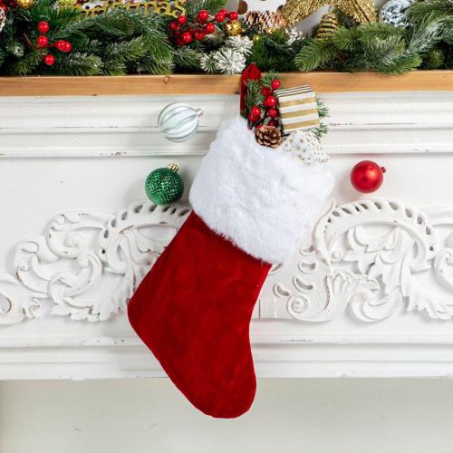 Polyester Kerstdecoratie sokken rood en wit stuk
