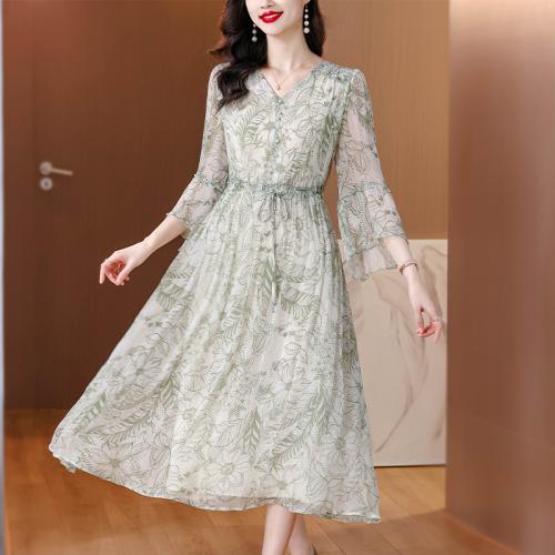 Polyester One-piece Dress slimming printed PC