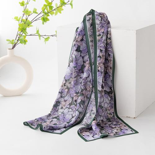 Natural Silk Silk Scarf sun protection printed purple PC