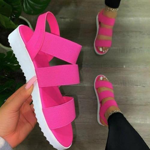 Cloth & Rubber Women Sandals hardwearing Solid Pair