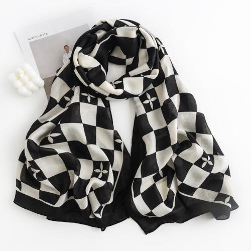 Polyester Silk Scarf sun protection & thermal plaid PC
