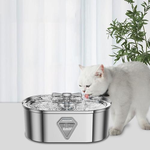 Stainless Steel & PC-Polycarbonate Pet Drinking Fountains  Solid silver PC