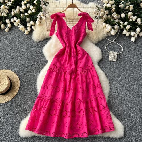 Polyester High Waist One-piece Dress slimming & hollow Solid : PC