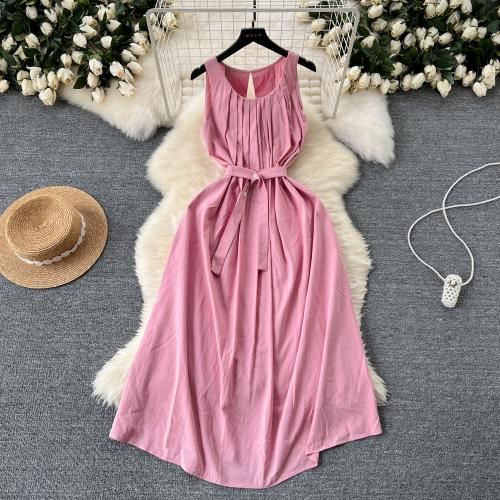 Polyester Waist-controlled One-piece Dress loose & breathable Solid : PC