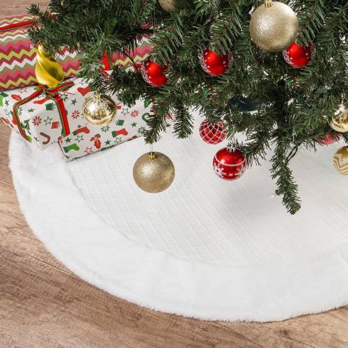 Polyester Christmas Tree Skirt white PC