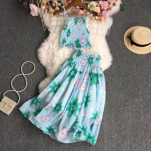 Polyester Two-Piece Dress Set with lining & slimming Tie-dye : Set