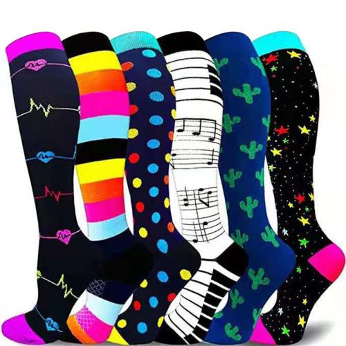 Nylon Knee Socks Women Sport Socks antifriction & flexible printed Pair
