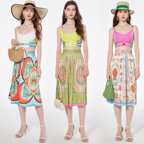 Polyester Tweedelige jurk set Afgedrukt verschillende kleur en patroon naar keuze meer kleuren naar keuze Instellen