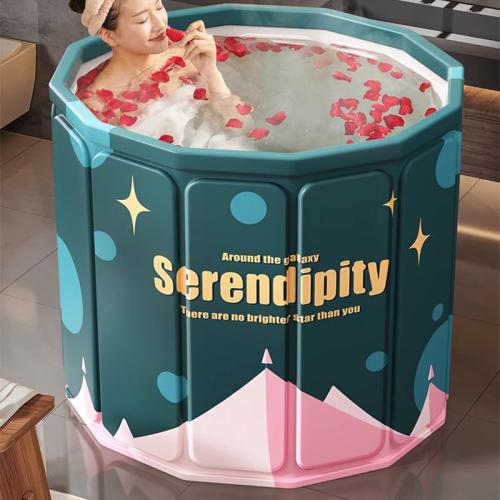 Medium Density Fiberboard & Pearl Cotton & PVC & Oxford heat preservation Foldable Bathtub printed letter green PC