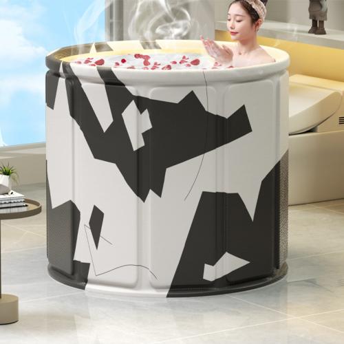 Pearl Cotton & Wood Fiber & PVC & Oxford heat preservation Foldable Bathtub durable printed white and black PC