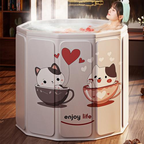 PVC & Polyester heat preservation Foldable Bathtub durable printed Cats PC