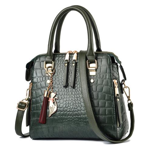 Polyester easy cleaning Handbag large capacity & attached with hanging strap crocodile grain PC