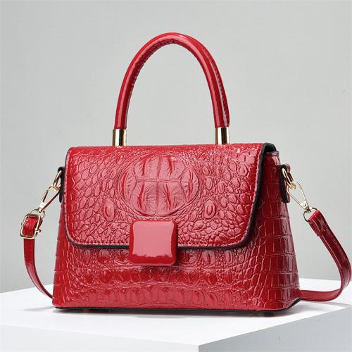 Polyester Concise Handbag large capacity & attached with hanging strap crocodile grain PC