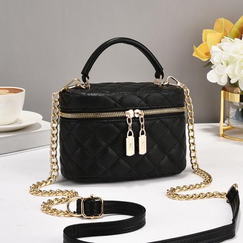 PU Leather Easy Matching Handbag with chain & attached with hanging strap PC