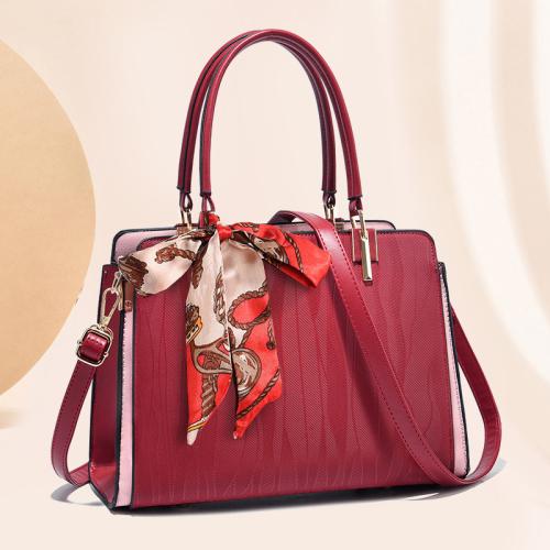 PU Leather easy cleaning & Concise & Easy Matching Handbag attached with hanging strap Solid PC