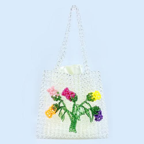 Acrylic Easy Matching Shoulder Bag large capacity floral white PC