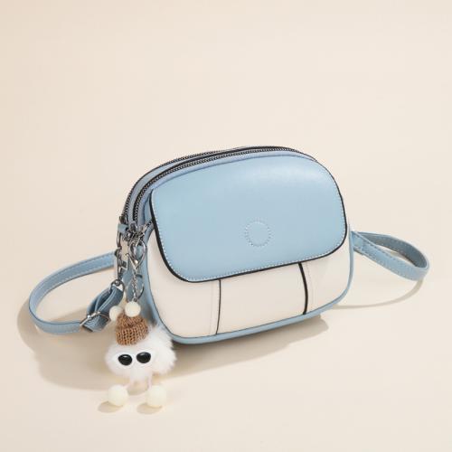 PU Leather Crossbody Bag with hanging ornament & Cute & attached with hanging strap Solid PC