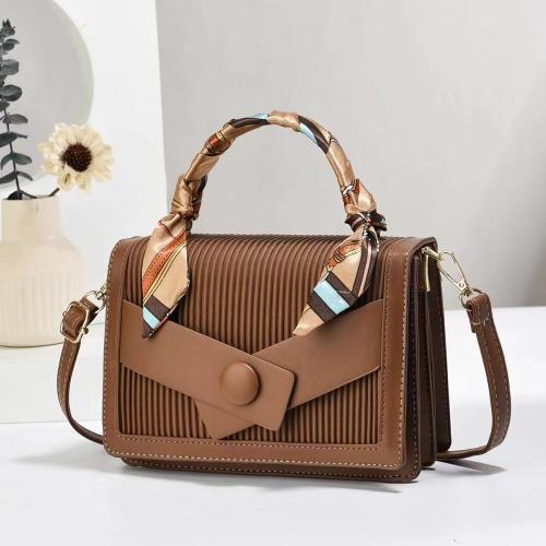 PU Leather with silk scarf & Easy Matching Handbag attached with hanging strap PC