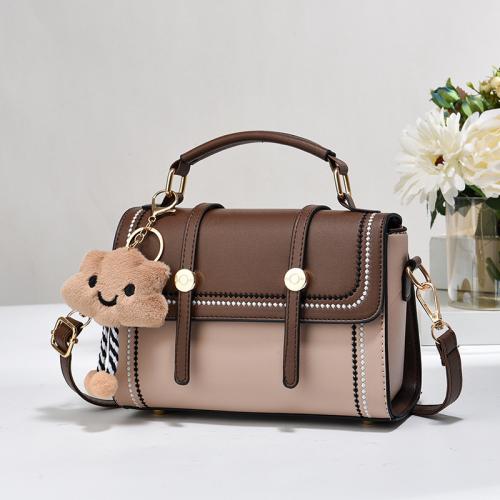 PU Leather Easy Matching Handbag with hanging ornament & Cute & attached with hanging strap Solid PC